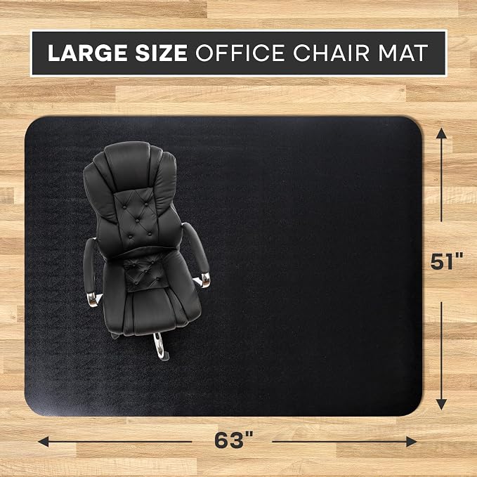 Office Chair Mat for Hardwood Floor: 63" x 51" Extra Large Black Office Chair - Image 2