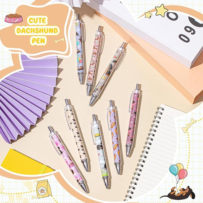 Ireer 8 Pcs Ballpoint Pens for Women 1.00 mm Cute Black Ink Fancy Pens Fine - Image 3