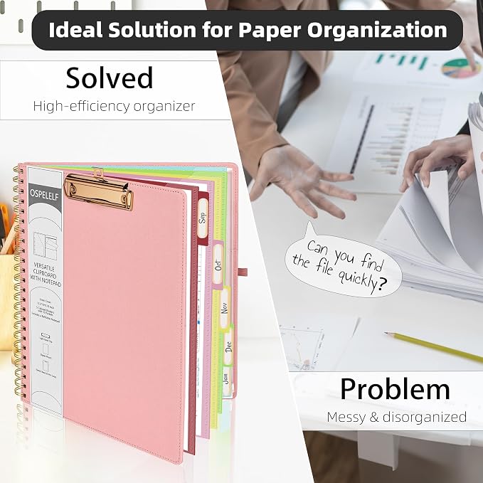 Ospelelf Pink Foldable Spiral Clipboard Folio - Image 5