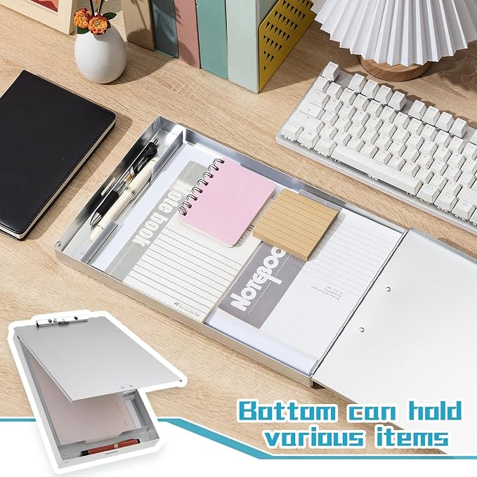 Seajan Aluminum Clipboard with Storage Metal Clip Board Folder Letter Size Form - Image 4