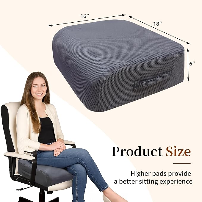 6" Extra Thick Memory Foam Office Chair Cushion – 2-Layer Booster Seat - Image 3