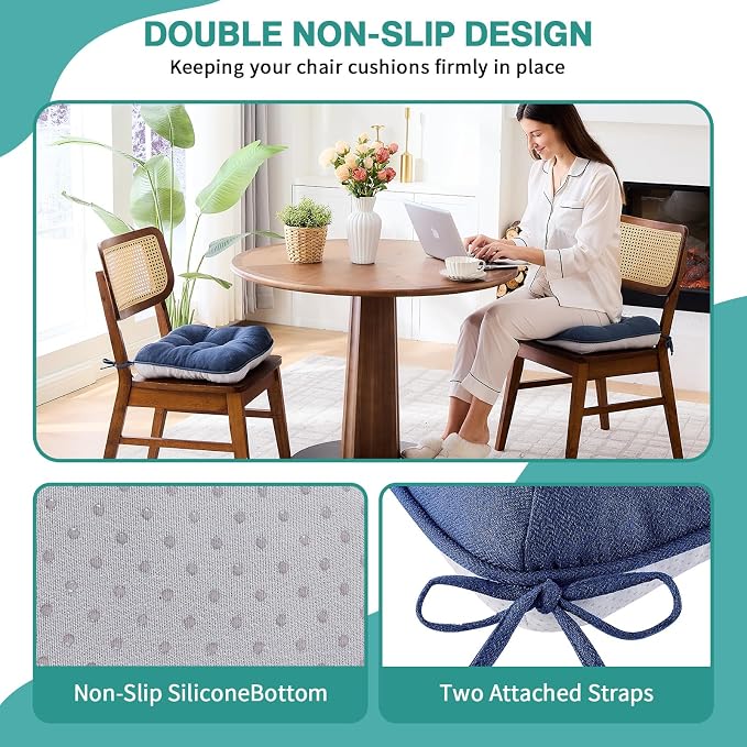 BETU Chair Cushions for Dining Chairs Set of 6, 3.5" Thick Outdoor Indoor Chair - Image 2