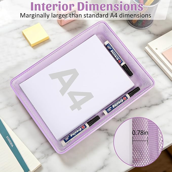 Office Metal Mesh Basket for Desk, Single Paper Tray Organizer, Turn in Trays - Image 4