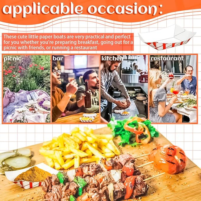 200 Pack Checkered 1/4Lb Paper Food Boat Trays Disposable Small Paper Boats - Image 7
