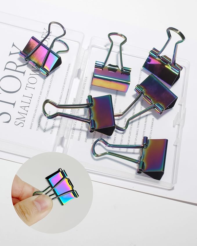 10 Pcs Rainbow Paper Clamps, Medium Binder Clips, 0.75 Inch Length - Image 4