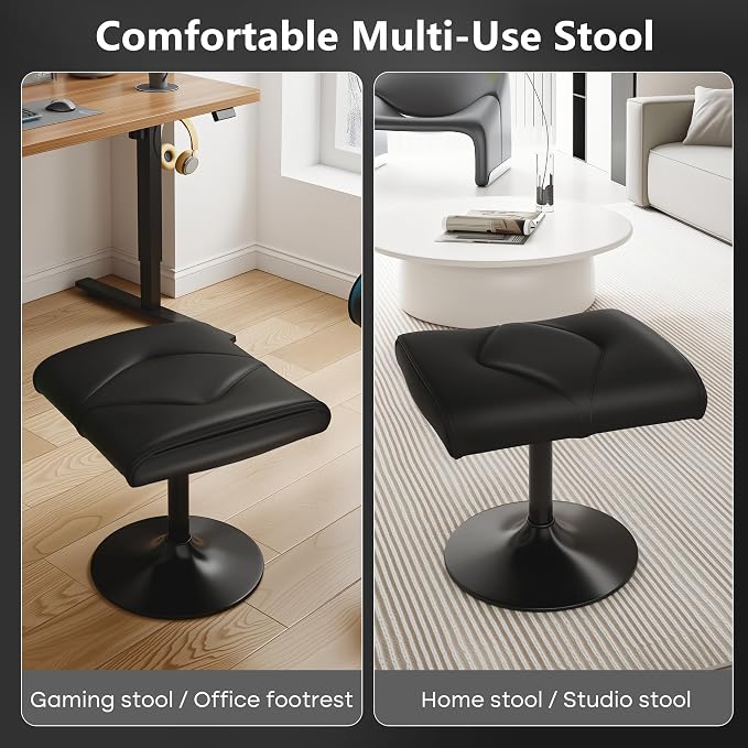 VECELO Foot Rest Under Desk Ottoman, PU Height Adjustable Footrest - Image 4