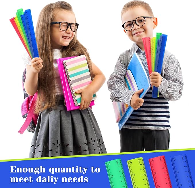 Zonon 50 Pcs 6 Inch/12 Inch Plastic Rulers Bulk Flexible Straight Rulers - Image 7
