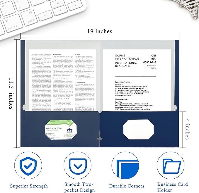 Zzrywuty File folders with Pockets, 100 Pack Paper Folders with Card Slot - Image 2