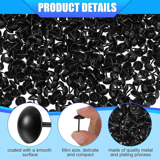 Outus 200 Pcs Black Upholstery Tacks 7/16 Inch Decorative Furniture Tacks Thumb - Image 4