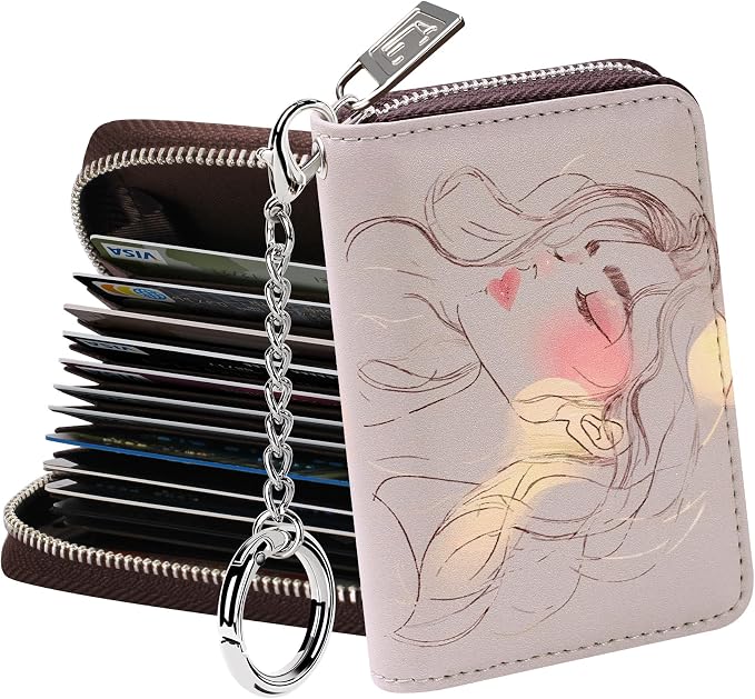 FurArt Zipper Wallet Women, RFID Blocking Credit Card Wallet, Business Card by FurArt