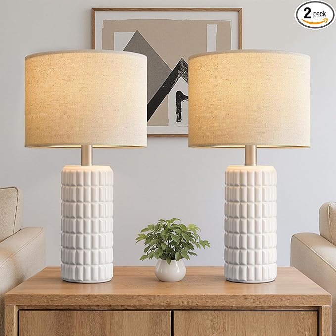 Seealle 23" Modern Ceramic Table Lamps Set of 2 by SeealleLighting