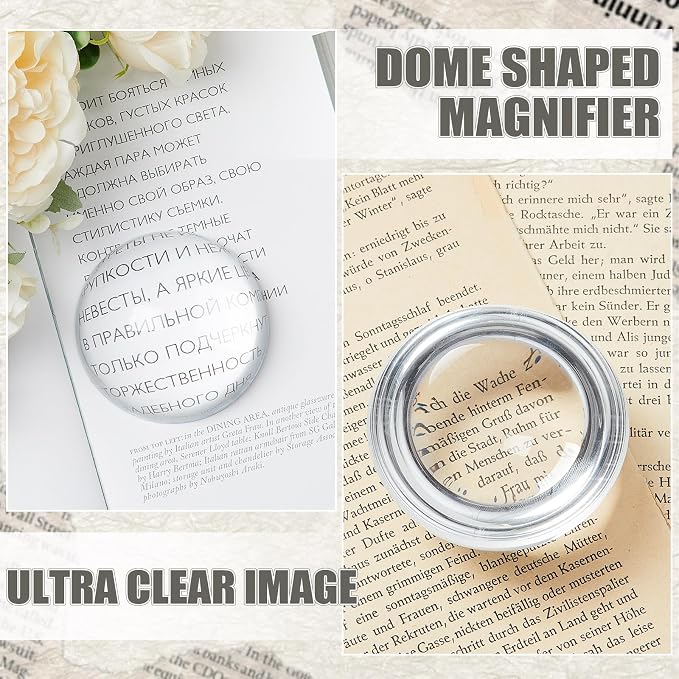 Briwooody 6 Pcs Crystal Dome Magnifier Paperweights Glass Paperweight Reading - Image 6