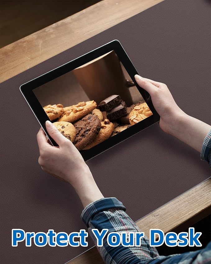 Leather Desk Pad Protector, Office Desk Mat, Non-Slip PU Leather Desk Blotter - Image 3