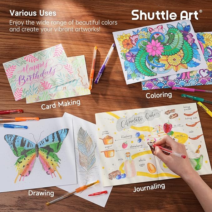 Shuttle Art Gel Pens, 120 Pack Gel Pen Set 60 Colored Gel Pen - Image 5