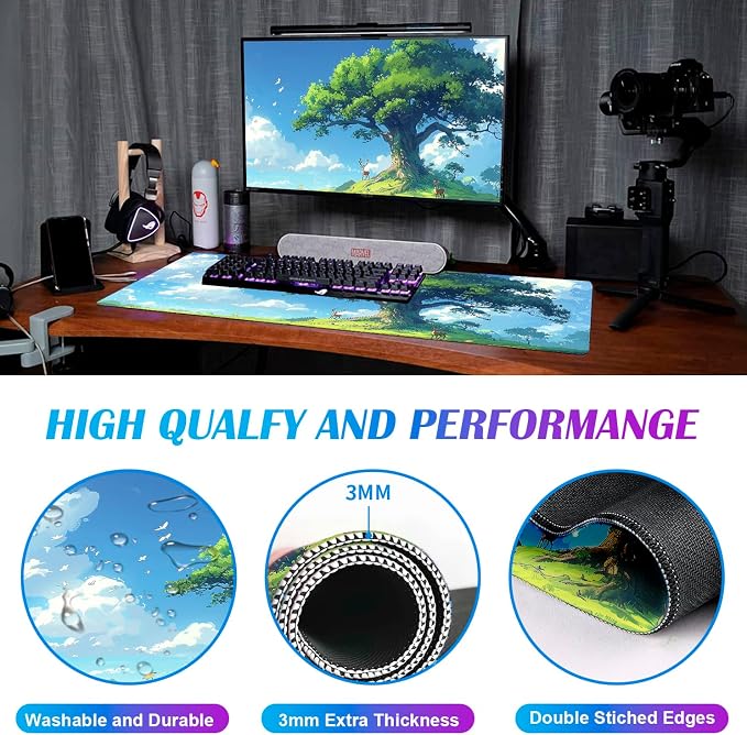 Large Green Plant Outdoor Landscape Office Desk Pad, Computer Mouse Pad | Large - Image 4