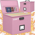 Pink Fire Proof File Box for Documents by ROSONG