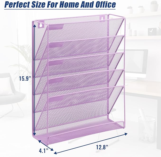 EASEPRES Desk File Organizer Mesh 6 Tier, Hanging Wall Mount Document - Image 7