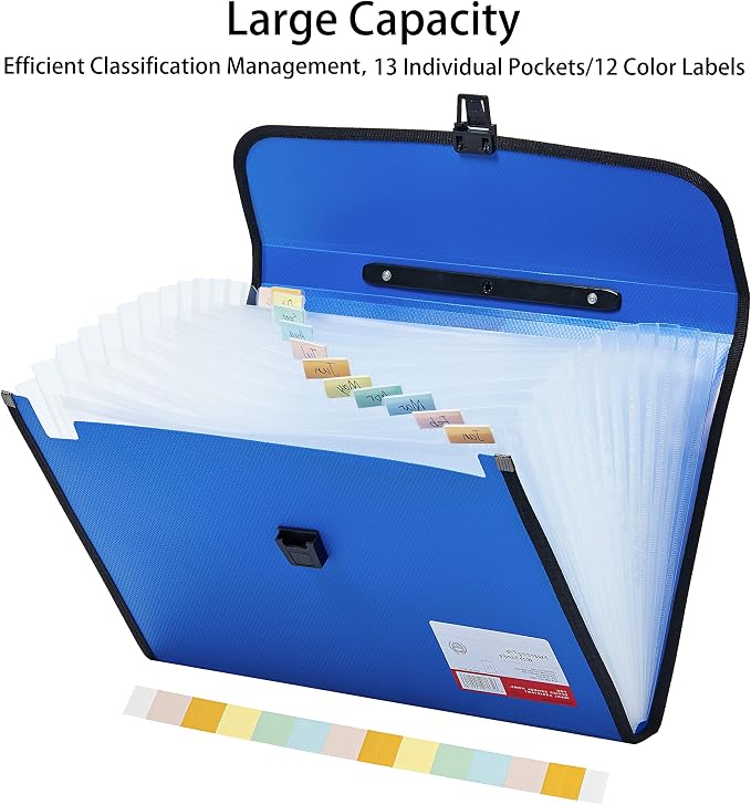 JIZISO Legal Size 13 Pocket Accordian File Organizer Expanding File Folder - Image 3