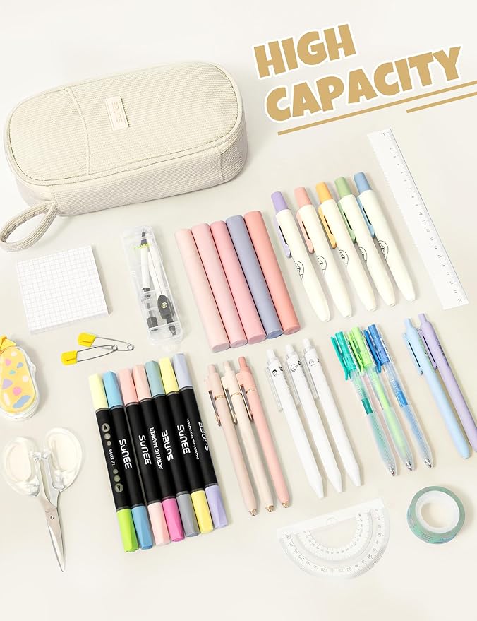 SUNEE Cute Pencil Case, Large Pencil Pouch, Aesthetic Big Pencil Bag - Image 2