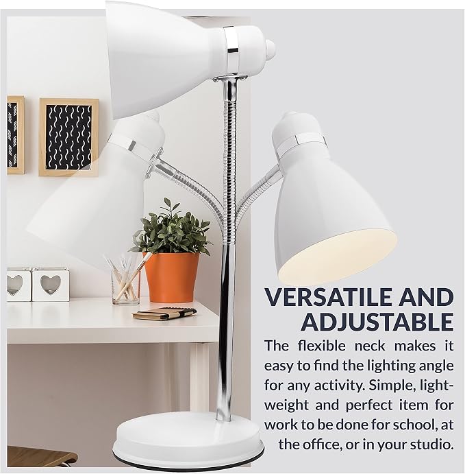 Newhouse Lighting Oxford White Metal Flexible Classic Goose Neck Design Desk or - Image 6