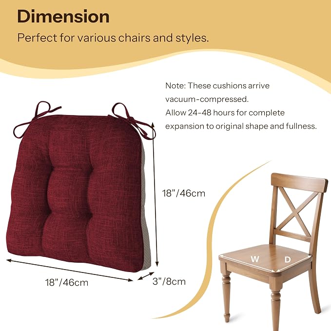 Non Slip Chair Cushions for Dining Chairs Set of 4 Kitchen Chair Cushions - Image 2