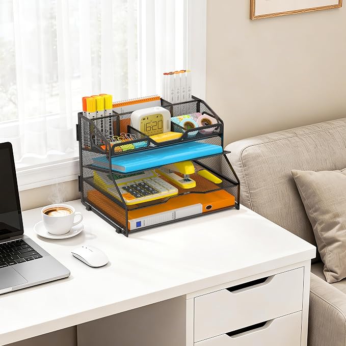 4 Tier Desk Orgnizers and Accessories, Metal Magazine File Holder - Image 7
