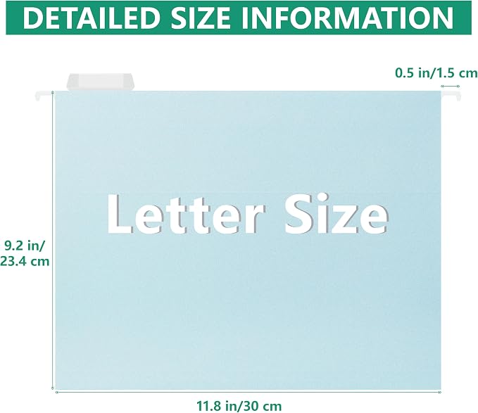 High Capacity Blue Hanging File Folders, Pastel Colors, Heavy Duty - Image 2