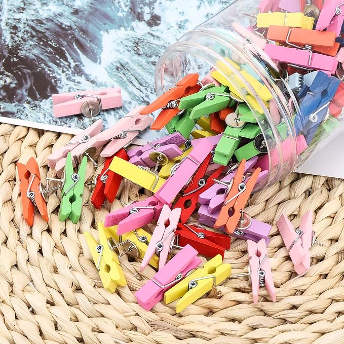 50Pcs Wooden Clips Push Pins Tacks - Image 7