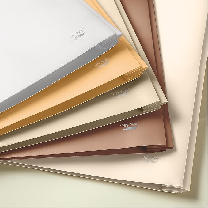 Mr. Pen- Plastic Folders with Pockets and Prongs, 5 Pack, Letter Size | Natural - Image 6