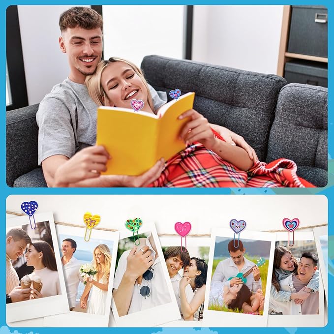 30 PCS Heart Paper Clips Metal Paperclip Large Size Paper Clip Cute Bookmark - Image 2
