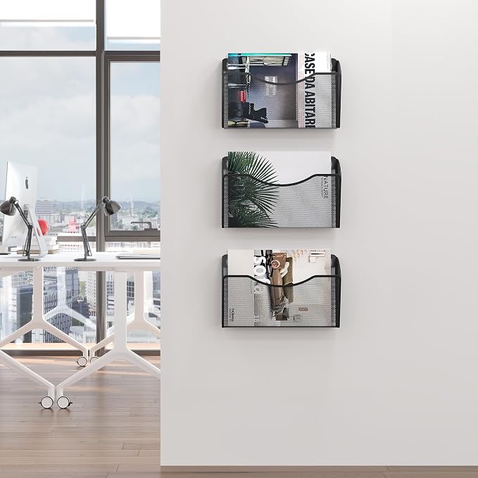 EasyPAG Wall File Organizer 3 Pack, Hanging File Organizer Wall Mount, Metal - Image 7