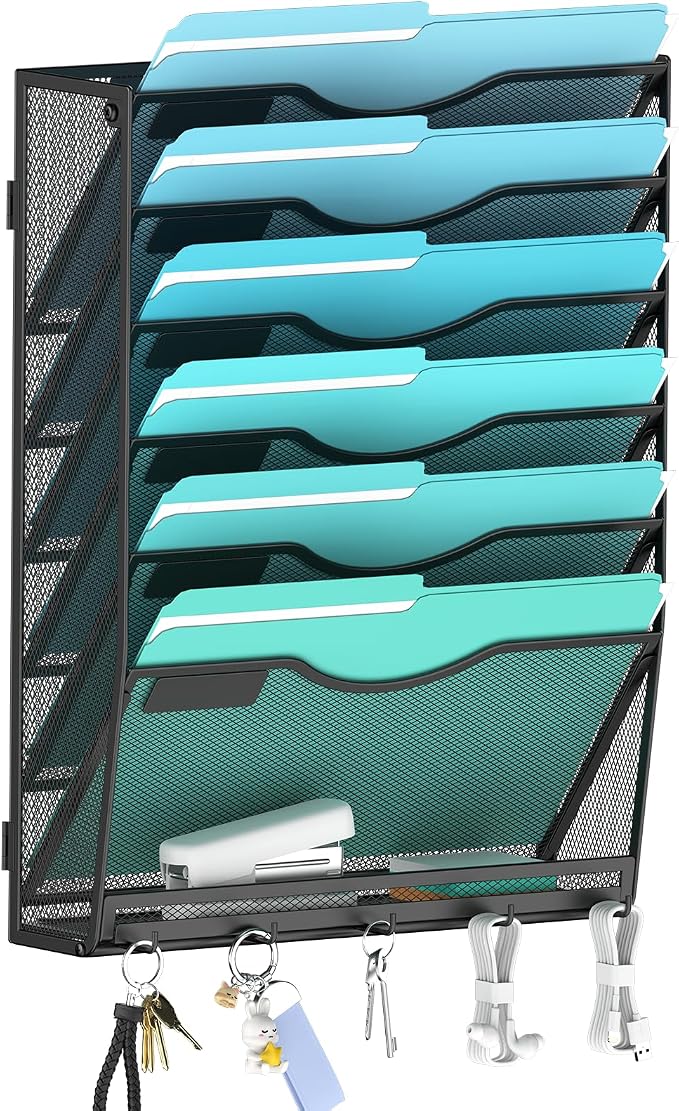 Gawerk 7-Tier Wall File Organizer Hanging Wall File Holder Wall Mount Paper by Gawerk