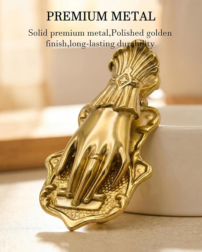 Vintage Metal Hand Shaped Binder Clips, Decorative Gold Paper Clips | Book Page - Image 3