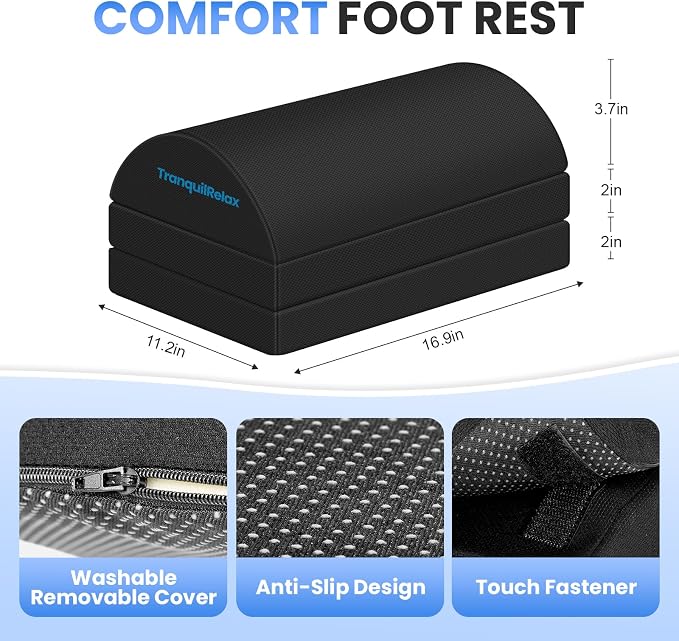 TranquilRelax Foot Rest for Under Desk at Work, Gaming Accessories Foot Stool - Image 3