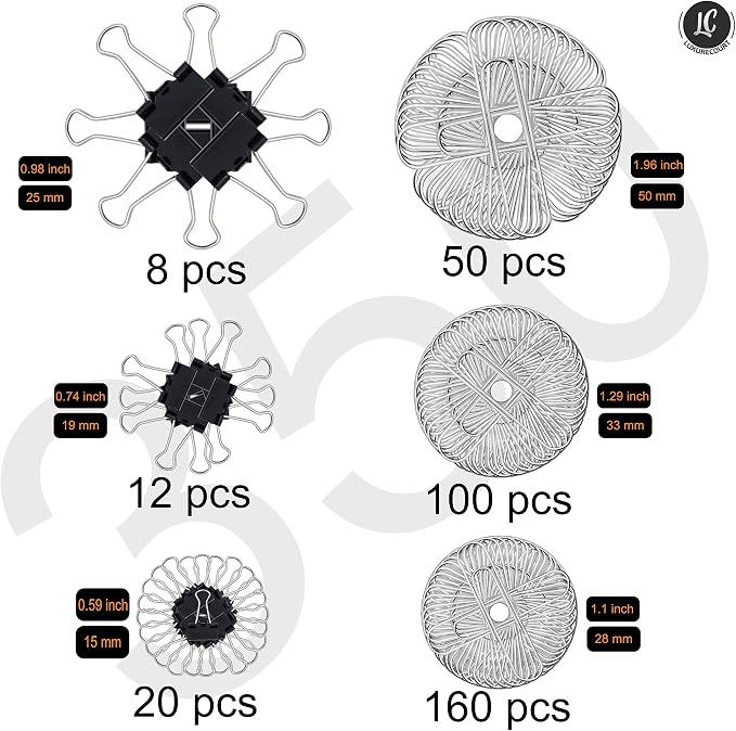 350 Pack Paper Clips and Binder Clips Set by Luxurecourt - Image 5