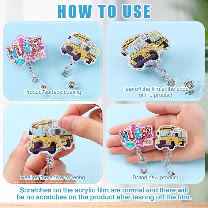 Feifeiya 24 Pcs Funny Badge Reel Nurse Cute Retractable Name ID Clip Badge - Image 5