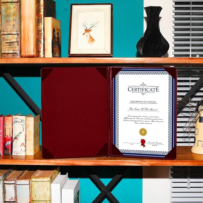 Tenare 3 Pcs Burgundy Leather Certificate Holder 8.5 x 11 PU Phd Bachelor - Image 5