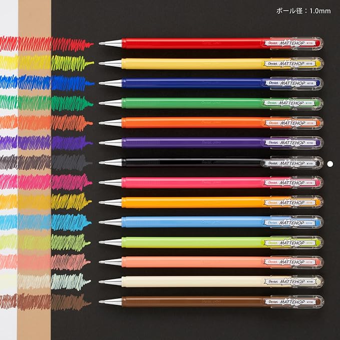 Pentel Color Ballpoint Pen, Matte Hop, 10 Pens K110-VA - Image 6