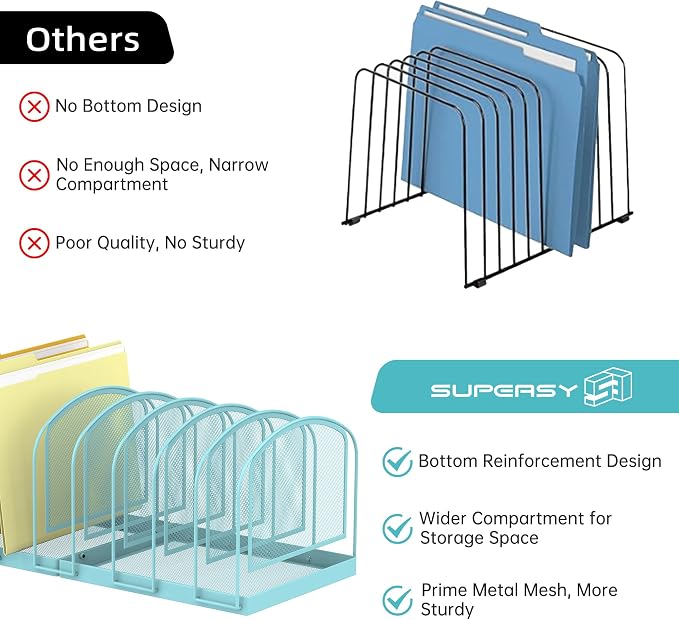 SUPEASY File Organizer 9-Section Mesh Desk Organizer, Upright File Organizer - Image 2