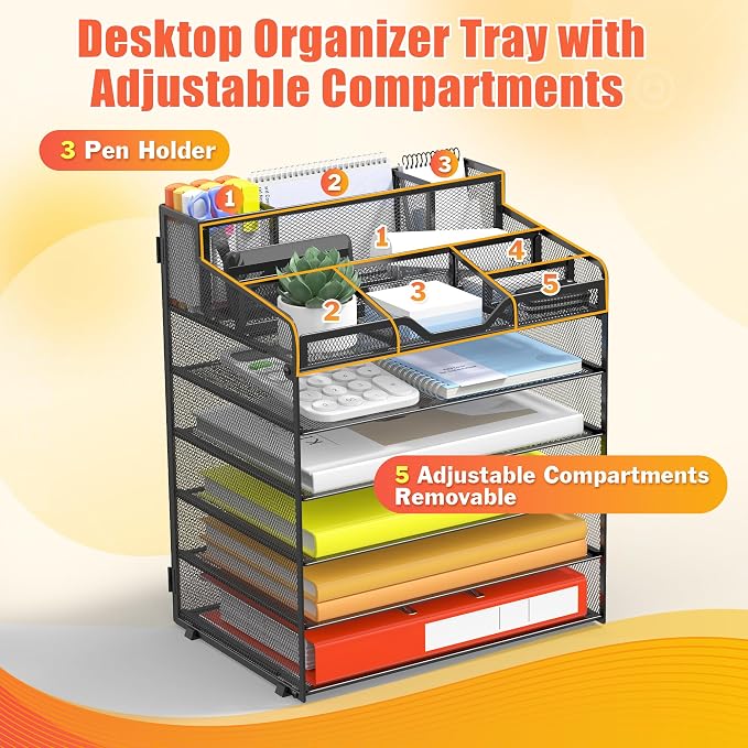 Docnest 6 Tier Mesh Desk Organizer - Image 4