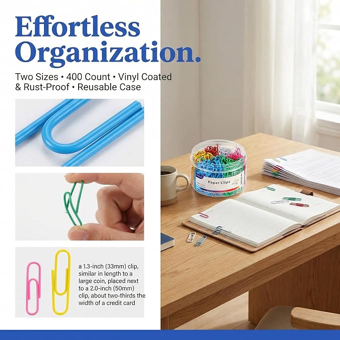 Paper Clips, Rust Proof, Jumbo & Small Paperclips, Storage Box Included - Image 5