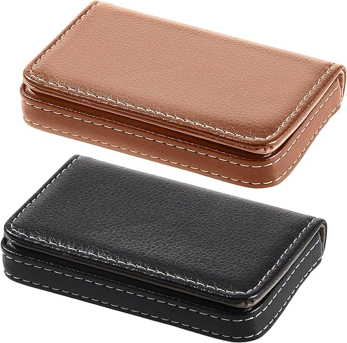 Outus 2 Pcs Business Card Holder, PU Leather Business Card Case Pocket Wallet by Outus