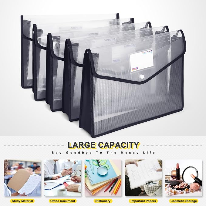 Plastic File Folders, Waterproof Transparent Expandable File Organiser - Image 4