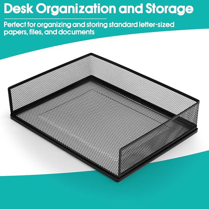 Wire Mesh Letter Trays Paper Tray Desk File Organizer, 2 Pack Stackable Metal - Image 5