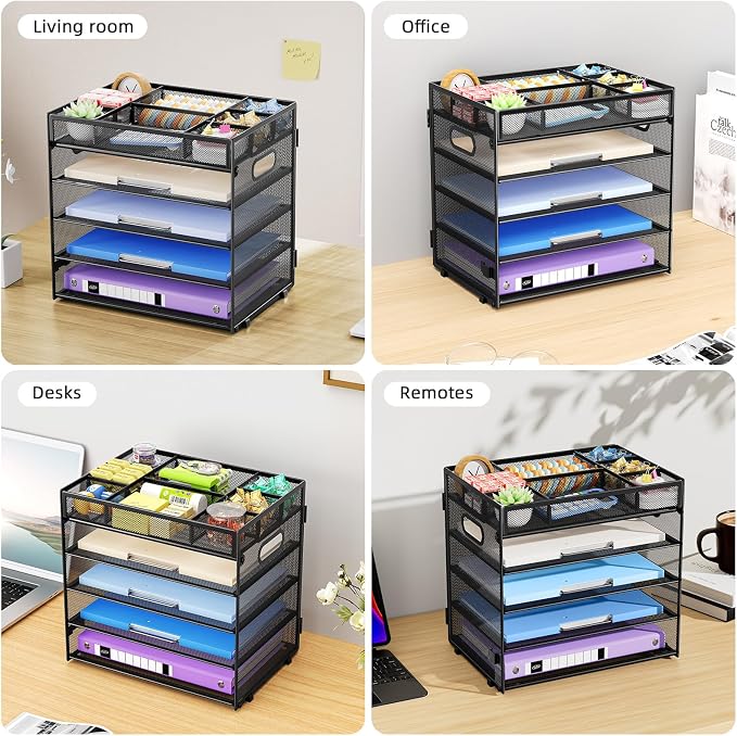 Marbrasse 5 Tier Paper Organizer Letter Tray, Mesh Desk File Organizer - Image 7