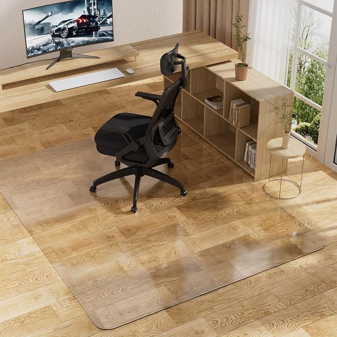 Office Chair Mat for Hard Floors 48 x 60 Inch, Transparent Under Desk Mat for by MZLCDW