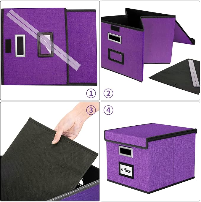 File Organizer Box with Lid, Collapsible File Folder Organizer - Image 7