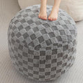 HIGOGOGO Round Stuffed Pouf Ottoman, Plaid Poufs by HIGOGOGO