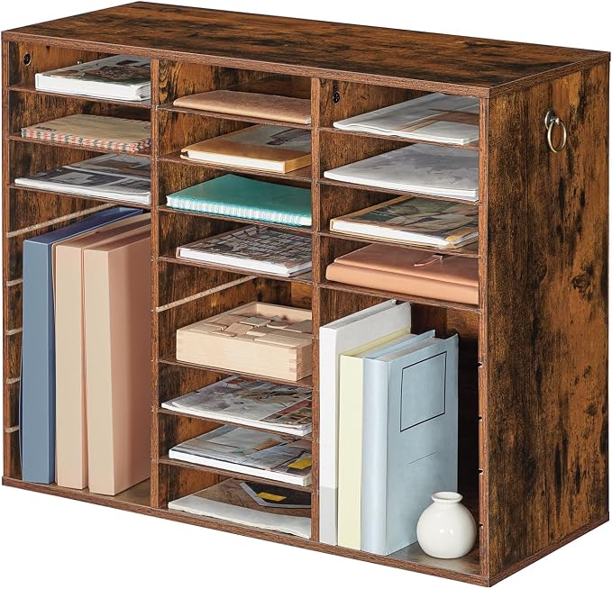 HOOBRO Literature Organizer, 27 Compartments Wooden Mail Organizer, Countertop - Image 9