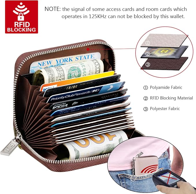 FurArt Zipper Wallet Women, RFID Blocking Credit Card Wallet, Business Card - Image 5